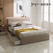 장인가구 엘린 LED 가죽헤드 3서랍 수납침대 Q_프레임[착불], 그레이