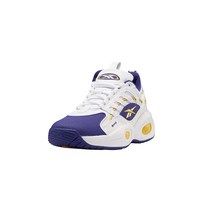 Reebok 유니 성인용 솔루션 미드 농구화 화이트/벡터 블루/매트 골드, 14.5 Women/13 Men, White/Bold Purple/Always Yello