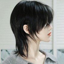 남자 가발 장발 긴머리 허쉬컷 울프컷 통가발 롱헤어 스타일링, 1개, 그래니 애쉬 + 수유액 + 브라켓
