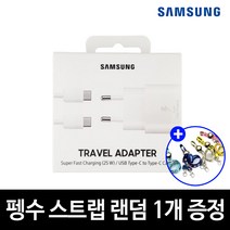 삼성정품 고속 유선 무선 충전기 어댑터 패드 갤럭시 S22 울트라 플러스 Z플립3 Z폴드3 S21 S20, 삼성25W CtoC타입 충전기 화이트_세트+펭수스트랩