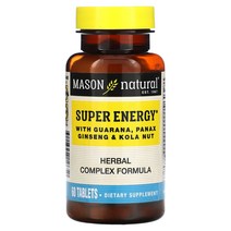 메이슨 내추럴 Mason Natural Super Energy 과라나 인삼 콜라 넛 함유 60정, 1개