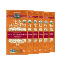 Lundberg USDA오가닉 레드라이스 퀴노아 통곡물 스낵 168g 6팩-현미 Organic Thin Stackers Whole Grain Brown Rice Red Rice