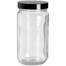 Wheaton 216629 투명 유리 원형 16oz 안전 코팅 병 70-400 블랙 페놀릭 폴리-비닐 안감 나사 캡 (12개 팩)