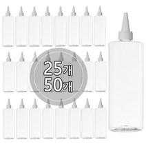 [25개묶음판매] 뾰족캡용기 120ml 150ml 200ml 250ml 300ml 500ml 오일병 염색약공병, 500ml 각투명용기, 투명캡, 25개