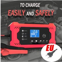 AGM배터리 12V 6A Intelligent Car Motorcycle Battery Charger for Auto Moto Lead Acid AGM Gel VRLA Sma, 04 Red EU Plug
