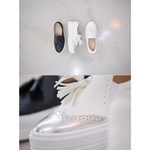 슈즈토피아 테슬방울 윙탑 슬립온 단화 캐주얼화 키높이 4cm