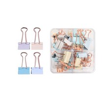 꼬맹이샵 델리 골드 더블클립 집게 44p + 보관함 세트 C78205LF 파스텔, 32mm+25mm+29mm+15mm, 1세트-