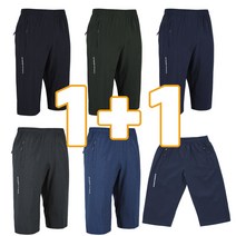 1+1 여름 7부 반바지 트레이닝 츄리닝 런닝 헬스 스판 밴딩팬츠 빅사이즈