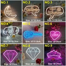 네온 사인 조명 무드등 제작 diy led 아크릴 투명 백보드 간판 램프 스 캔디 알파카 플레이 침실 장식 크리스마스 선물 감성 파티 라이트 인테리어 집들이, 그룹 b, 9번