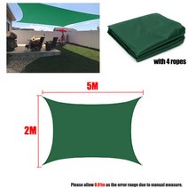 darkgreen 420d 방수 shade sail square 직사각형 양산 정원 테라스 캐노피 수영 태양 그늘 캠핑 마당 sail awning, 2x5m