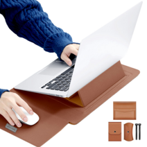 McEDA 노트북 거치대 슬림 파우치 3in1 + 파우치 3종 + 스트랩 2개, Brown
