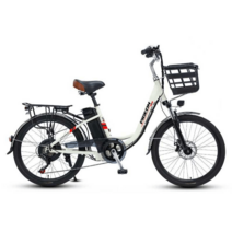 25Ah 여성용 리튬 전기 자전거 24인치 마트용 전기차, 상세이페이지 참고, 크림색 - 48V - 6AH