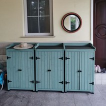 전원 주택 창고 농기구 보관함 농막 발코니 캐비닛 보관 비 방지 및 태양 잡다한 유치원 장난감 야외 대형 상자, A.1, S.G91 시안 로커 3세트