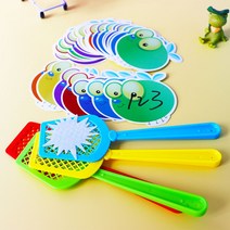 파리채 유아 영어 유치원 초등 게임 놀이 수업 교구, 중형파리10cm28장  파리채4세트