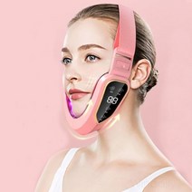 초음파리프트업미용기 가정용리프팅 갈바닉마사지기 페이셜 리프팅 장치 led 광자 치료 턱, 분홍색