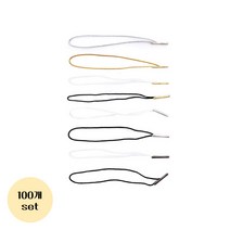 매장 택끈 모음 100개 옷 택고리 라벨끈 상표끈 택실 실고리 상표고리 라벨고리 택핀, 블랙끈 + 골드팁 - 1set(100개)