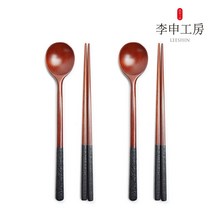 [이신공방] 국산 이신달수저 2인세트 (케이스포함) / 고급옻칠 나무 수저세트, 달수저 진 2세트, 1개