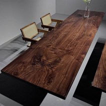 호두나무 식탁 세트 월넛 4인용 6인용 북미산호두목 원목상판 티테이블 자연변 원 무탁 흑단 통판, 바화 특별 촬영.