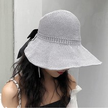 min54 여성 리본 돌돌이 밀짚 썬캡 모자