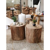 통나무 의자 스툴 나무조각 야외 광장 밑둥받침대, 높이 20 직경 15-19cm