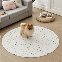 휴팡 6T 양면 원형 강아지매트[미끄럼방지 슬개골보호 애견매트] 지름 140cm 그린리프