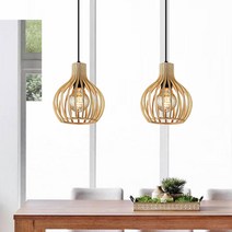 우드 원형 2등 펜던트 식탁등 소, 단품