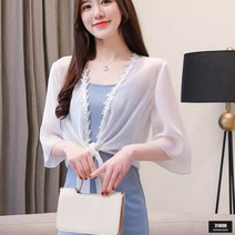 가바바 여성 가디건 쉬폰 카라 레이스 여름 숄 가디건 G51187