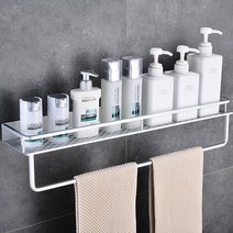 네코리빙 욕실 주방 리모델링 고급 호텔 무타공 선반 화장실 베란다 강력튼튼 북유럽 무타공 물빠짐 선반수건걸이 블랙 화이트 30cm 40cm, 실버