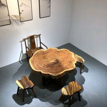 우드슬랩 물결테이블 카페 업소용 레스토랑 대형 테이블 원목식탁 식탁1000 야외북유럽, 우금목원탁대판131*118*10두께