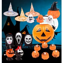 할로윈 파티용품 할로윈 행사 소품 장식 호박바구니, 3.BIG할로윈파티불빛배지2p, 랜덤