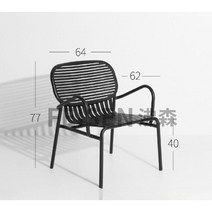 블랙 야외 루프탑 호텔 테라스 카페 테이블 의자 세트, 싱글 소파형 의자