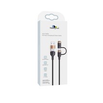 힐링쉴드 4In1 C TO C 케이블 아이폰 라이트닝 멀티 고속 충전 케이블 USB PD 타입, Black, 1개
