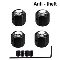 자동차 트럭 오토바이에 대 한 4 Pcs Anti-Theft 타이어 밸브 줄기 모자 중간 손가락 모자 방진 인감 잠금 꽉 맞는, skull black white