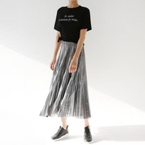 제이블랑 메탈 샤이니 플리츠 스커트