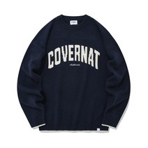 아치 로고 크루넥 니트 네이비