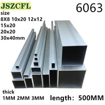 1pc 6063 알루미늄 사각 파이프 10-40mm 두께 1mm2mm3mm 직사각형 알루미늄 튜브 프로파일 장식 길이 500mm, 1 pc 500mm, 20x20x2mm