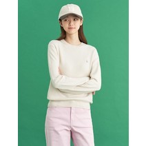 BEAN POLE 그린 아이보리 울 캐시미어 라운드넥 니트