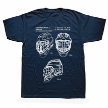 아이스하키 장비 용품 Funny Ice Hockey Goaltender Mask 특허 티셔츠 코튼 스트리트웨어 반팔 생일 선물, 07 NAVY_04 L