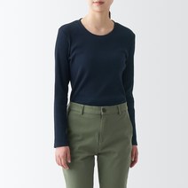 [무인양품 일본직구] 스트레치 리브드 크루넥 긴소매 티셔츠