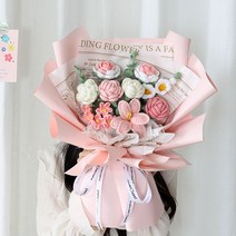 잘생쁨 손뜨개 꽃다발 부케 만들기 DIY 취미 화사한 선물, 단일사이즈, 퍼플