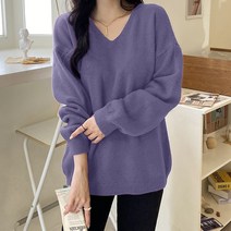 데일리앤 루즈핏 여성 브이넥 니트 멜트