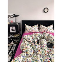 플로럴 핫핑크 믹스 앤 매치 여름이불 통통튀는 포인트 양면 쨍한 색감 수입침구 베개커버