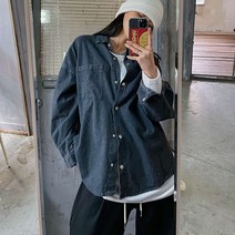 매드시스터 여성용 벤자민 스냅 데님 셔츠