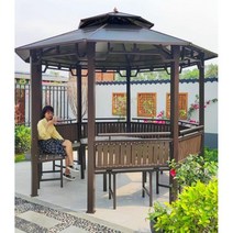 시골정자 팔각정 공원 파고라 조립식 원두막 바베큐장, 3.5m육각정자+좌판5개+테이블