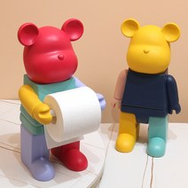 라미럽 곰돌이 휴지걸이 두루마리 홀더 휴지케이스 베어 인테리어소품, 핑크