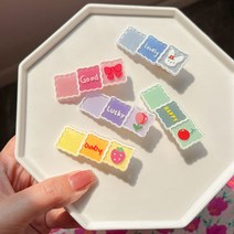 노크 온 귀여운 대비색 스퀘어 걸 머리핀 심플 사이드 덕빌 클립 앞머리 클립 부러진 머리 뒷머리 한 단어 탑 클립, 1