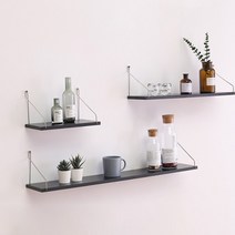 마벨인홈 인테리어 스틸우드 벽걸이 선반 3종세트 색상, 블랙