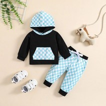 10cm인형옷 솜인형옷 15cm 20cm hibobi 베이비 보이 솔리드 후드 스웨트셔츠 amp 바지 2pcs 봄 가을을위한 긴 소매 아기 면화 유아 복장 소년 옷 세트, 푸른, 12-18개월
