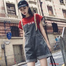 puildaug 느슨한 넓은 다리 데님 결합 반바지 여성 여름 허리 슬림 점프 수트