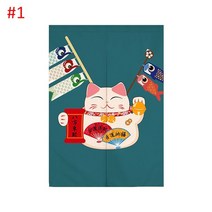 자수커튼 거실 꽃무늬 맟춤 커텐 가정 파티션 하프 행운 고양이 도어 주방 차단 방진 도어 욕실 장식 5